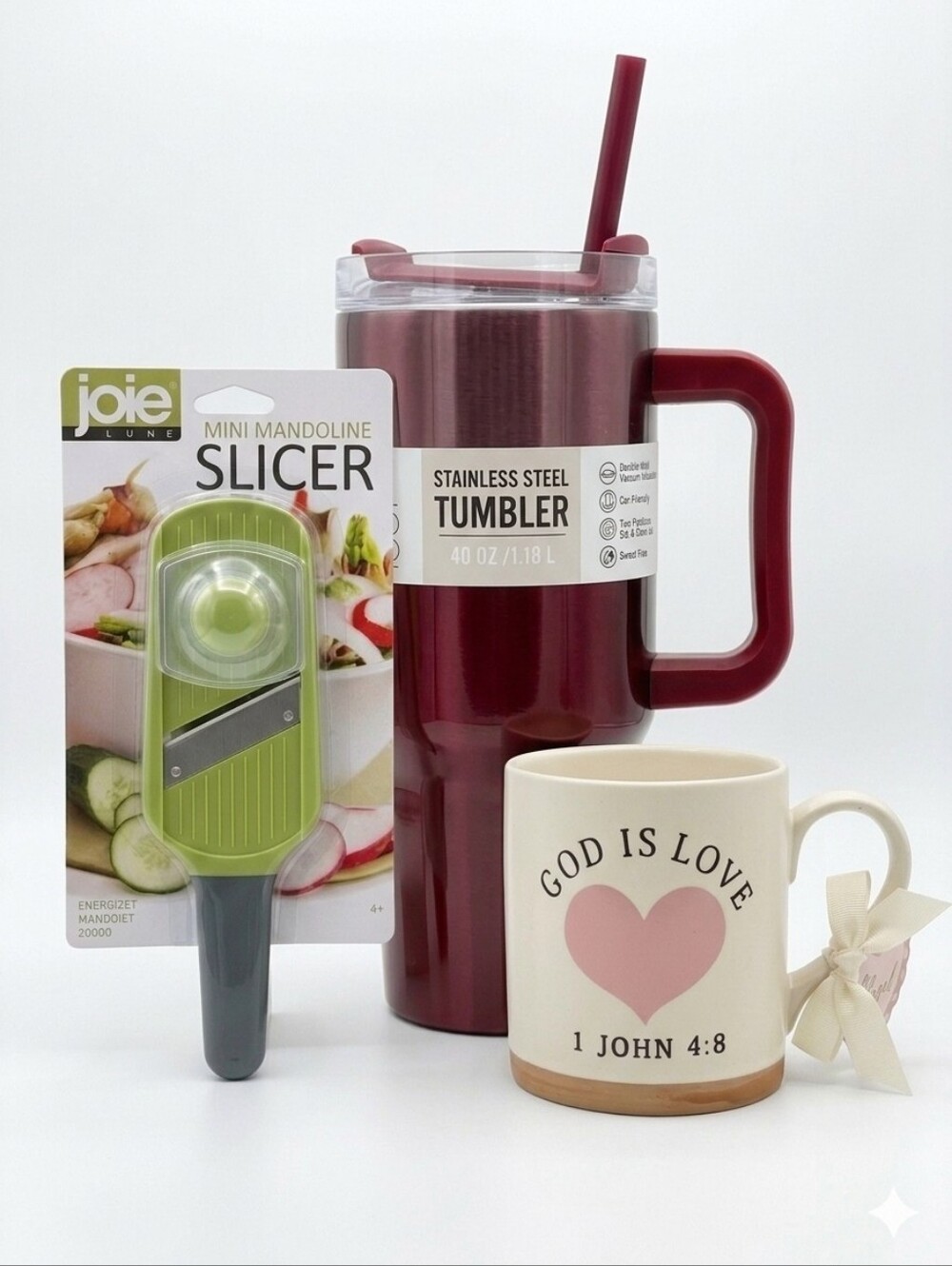 BUNDLE of Stainless Steel Travel Tumbler Ceramic Mug Joie Mini Mandoline Slicer
